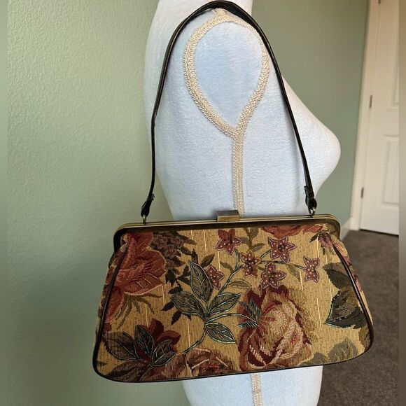Vintage Beaded Floral Shoulder Bag - Picture 1 of 6